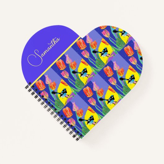 抽象芸術ブルーウォーレンオーストラリアの鳥 ノートブック (正面)