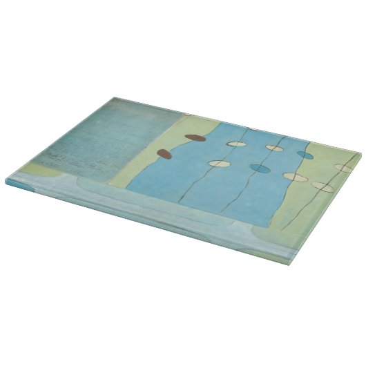 抽象芸術ブルーエッグパレード カッティングボード (角)