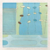 抽象芸術ブルーエッグパレード ガラスコースター (正面)