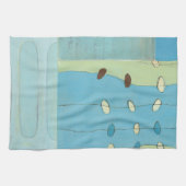 抽象芸術ブルーエッグパレード キッチンタオル (横)