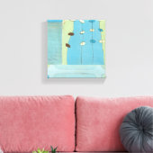 抽象芸術ブルーエッグパレード キャンバスプリント (インサイチュ (リビング))