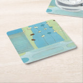 抽象芸術ブルーエッグパレード スクエアペーパーコースター (アングル)