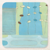 抽象芸術ブルーエッグパレード スクエアペーパーコースター (正面)
