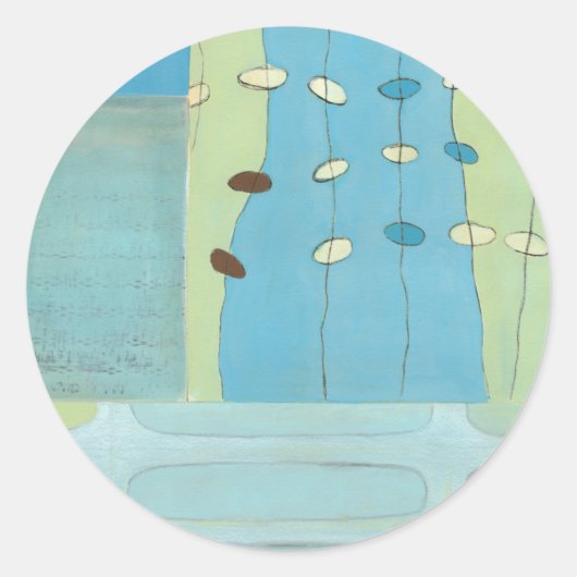抽象芸術ブルーエッグパレード ラウンドシール (正面)