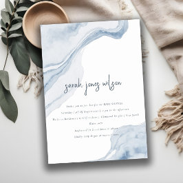 抽象芸術ブルーエレガントコーストビーチベビーシャワー 招待状