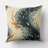 抽象芸術ブルーオレンジクリームピーコック クッション (裏面)