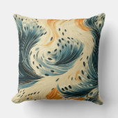 抽象芸術ブルーオレンジクリームピーコック クッション (正面)