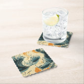 抽象芸術ブルーオレンジクリームピーコック ペーパーコースター (インサイチュ)