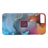 抽象芸術ブルーオレンジレッドウェーブモノグラム Case-Mate iPhoneケース (裏面(横))