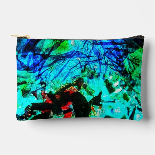 抽象芸術ブルーカットソーバッグ、美しいブルーバッグ アクセサリーポーチ (正面)