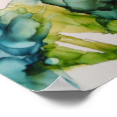 抽象芸術ブルーカラフルとグリーンのフローラアート ポスター (角)