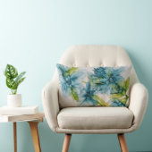 抽象芸術ブルーカラフルとグリーンのフローラアート ランバークッション (椅子)