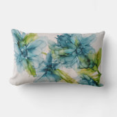 抽象芸術ブルーカラフルとグリーンのフローラアート ランバークッション (正面)