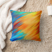 抽象芸術ブルーカラフルオレンジフレア クッション (ブランケット)