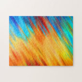 抽象芸術ブルーカラフルオレンジフレア ジグソーパズル (横)