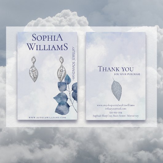 抽象芸術ブルークラウドイヤリングジュエリー表示カード