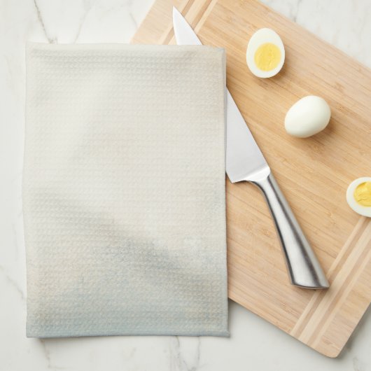 抽象芸術ブルークリームアンド金ゴールドアート キッチンタオル (四つ折り)