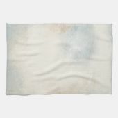 抽象芸術ブルークリームアンド金ゴールドアート キッチンタオル (横)
