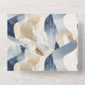 抽象芸術ブルークリームシーサンド海ビーチ オールインワン招待状 (裏面)