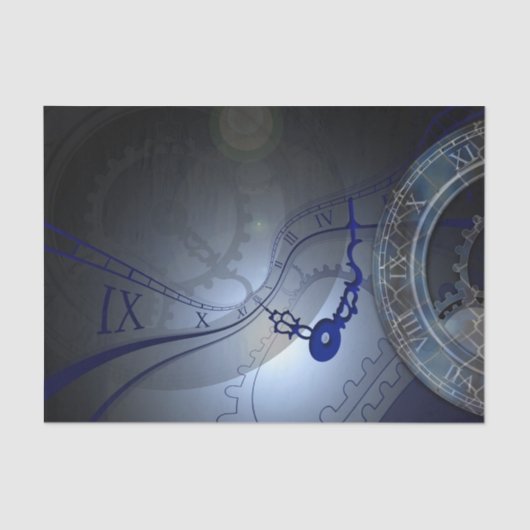 抽象芸術ブルークロックデザイン 薄葉紙 (正面)