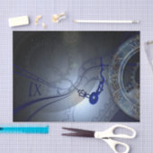 抽象芸術ブルークロックデザイン 薄葉紙 (クラフト)