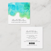 抽象芸術ブルーグリーンウォーター色ジュエリー設計者 スクエア名刺 (正面/裏面)