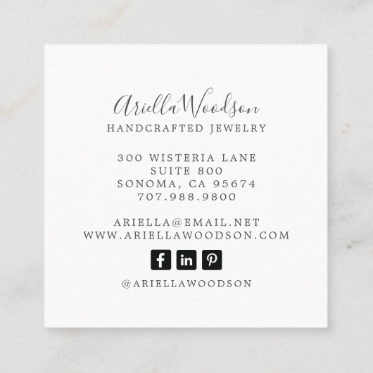 抽象芸術ブルーグリーンウォーター色ジュエリー設計者 スクエア名刺 (裏面)