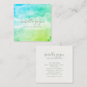 抽象芸術ブルーグリーンターコイズウォーターカラーアート スクエア名刺 (正面/裏面)