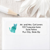 抽象芸術ブルーグリーンターコイズ猫住所 シール (インサイチュ)