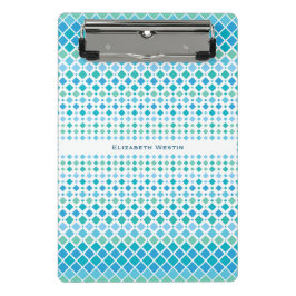 抽象芸術ブルーグリーンダイヤモンドパターンミニクリップボード ミニクリップボード