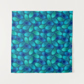 抽象芸術ブルーグリーンティール（緑がかった色）ピーコック雨滴型 タペストリー (正面(横))