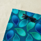 抽象芸術ブルーグリーンティール（緑がかった色）ピーコック雨滴型 ビーチタオル (インサイチュ)