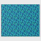 抽象芸術ブルーグリーンティール（緑がかった色）ピーコック雨滴型 ラッピングペーパー (フラット)