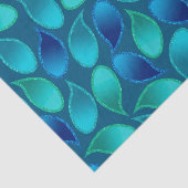 抽象芸術ブルーグリーンティール（緑がかった色）ピーコック雨滴型 薄葉紙 (詳細)