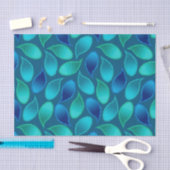 抽象芸術ブルーグリーンティール（緑がかった色）ピーコック雨滴型 薄葉紙 (クラフト)