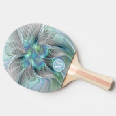 抽象芸術ブルーグリーンバタフライファンタジーアートモノグラム 卓球ラケット (横)