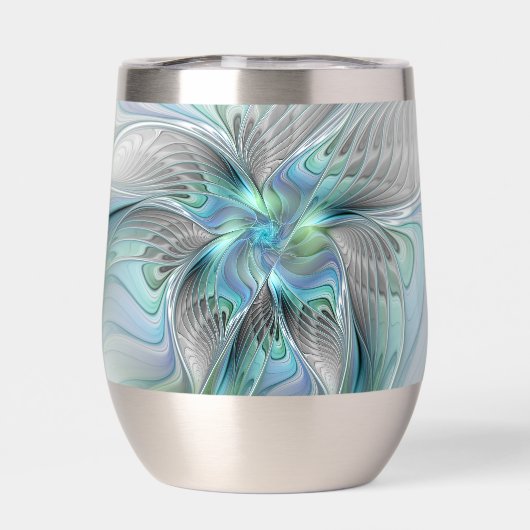 抽象芸術ブルーグリーンバタフライファンタジーフラクタルアート (背面)