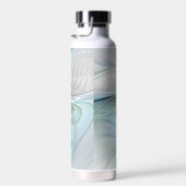抽象芸術ブルーグリーンバタフライファンタジーフラクタルアート ウォーターボトル (右面)