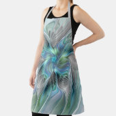 抽象芸術ブルーグリーンバタフライファンタジーフラクタルアート エプロン (インサイチュ)
