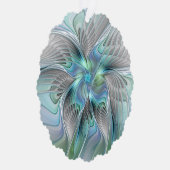 抽象芸術ブルーグリーンバタフライファンタジーフラクタルアート オーナメントカード (右)