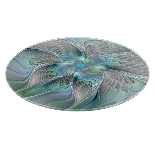 抽象芸術ブルーグリーンバタフライファンタジーフラクタルアート カッティングボード (角)