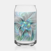 抽象芸術ブルーグリーンバタフライファンタジーフラクタルアート ガラス缶 (裏面)