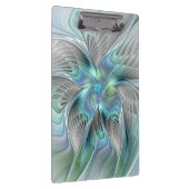 抽象芸術ブルーグリーンバタフライファンタジーフラクタルアート クリップボード (右)