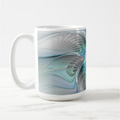 抽象芸術ブルーグリーンバタフライファンタジーフラクタルアート コーヒーマグカップ (左)