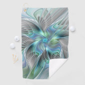 抽象芸術ブルーグリーンバタフライファンタジーフラクタルアート ゴルフタオル (インサイチュ)