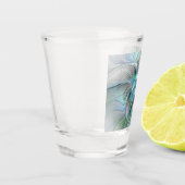 抽象芸術ブルーグリーンバタフライファンタジーフラクタルアート ショットグラス (左)