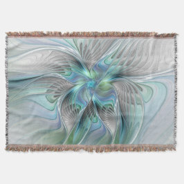抽象芸術ブルーグリーンバタフライファンタジーフラクタルアート スローブランケット