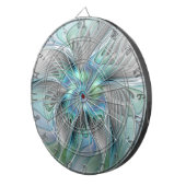 抽象芸術ブルーグリーンバタフライファンタジーフラクタルアート ダーツボード (正面右)