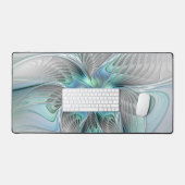 抽象芸術ブルーグリーンバタフライファンタジーフラクタルアート デスクマット (キーボード&マウス)