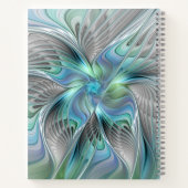抽象芸術ブルーグリーンバタフライファンタジーフラクタルアート ノートブック (裏面)